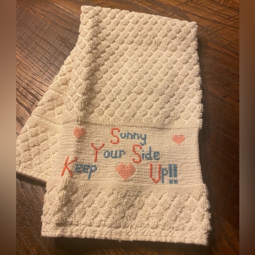 HANDMADE “Keep Your Sunny Side Up” Hand Towel - Original design